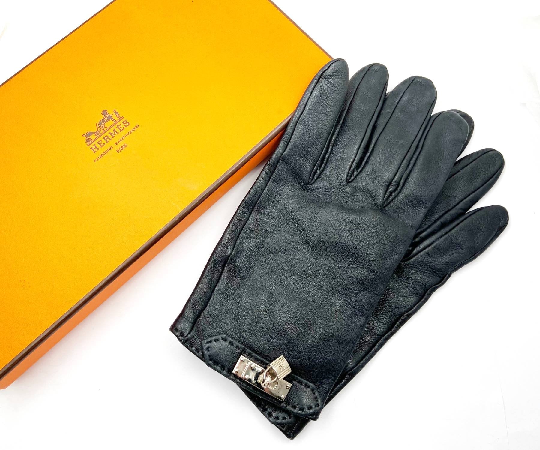 HERMES グローブ Hermes Black Soya Leather Gloves - Etsy