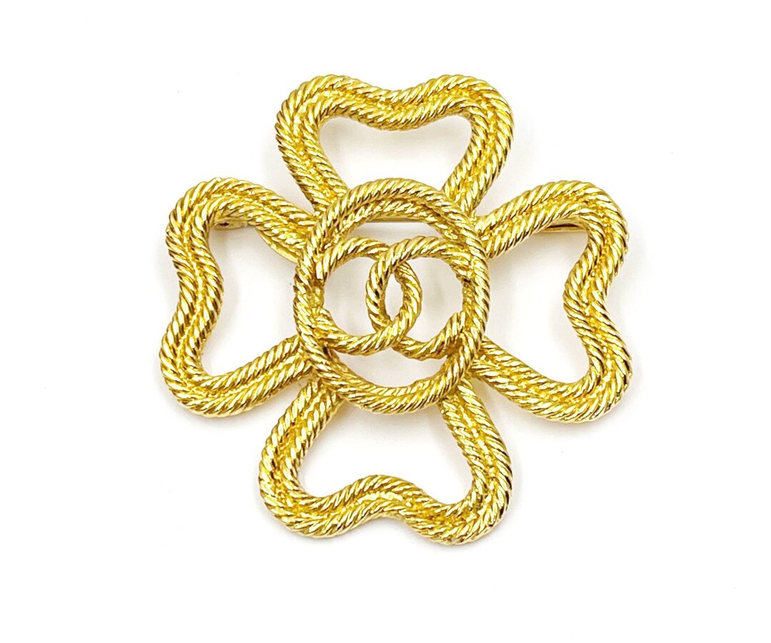 Chanel Vintage Gold Plated Rope Cross CC Brooch - Etsy display picture 1