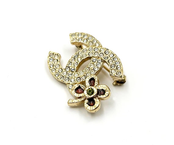 Chanel Small Gold CC Crystal Red Corner Flower Small Brooch - Etsy