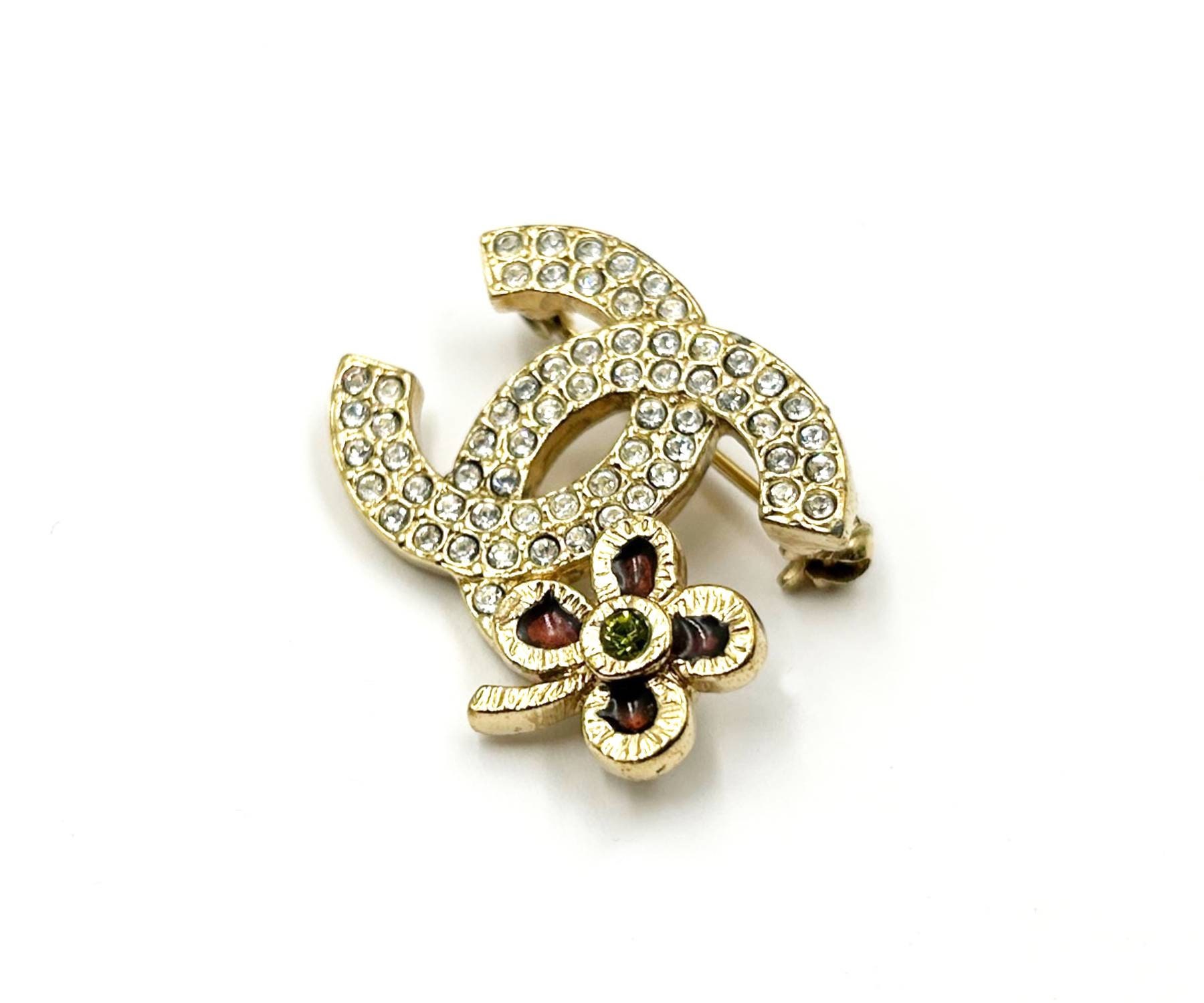 Buy Chanel Small Gold CC Crystal Red Corner Flower Small Brooch Online in  India 