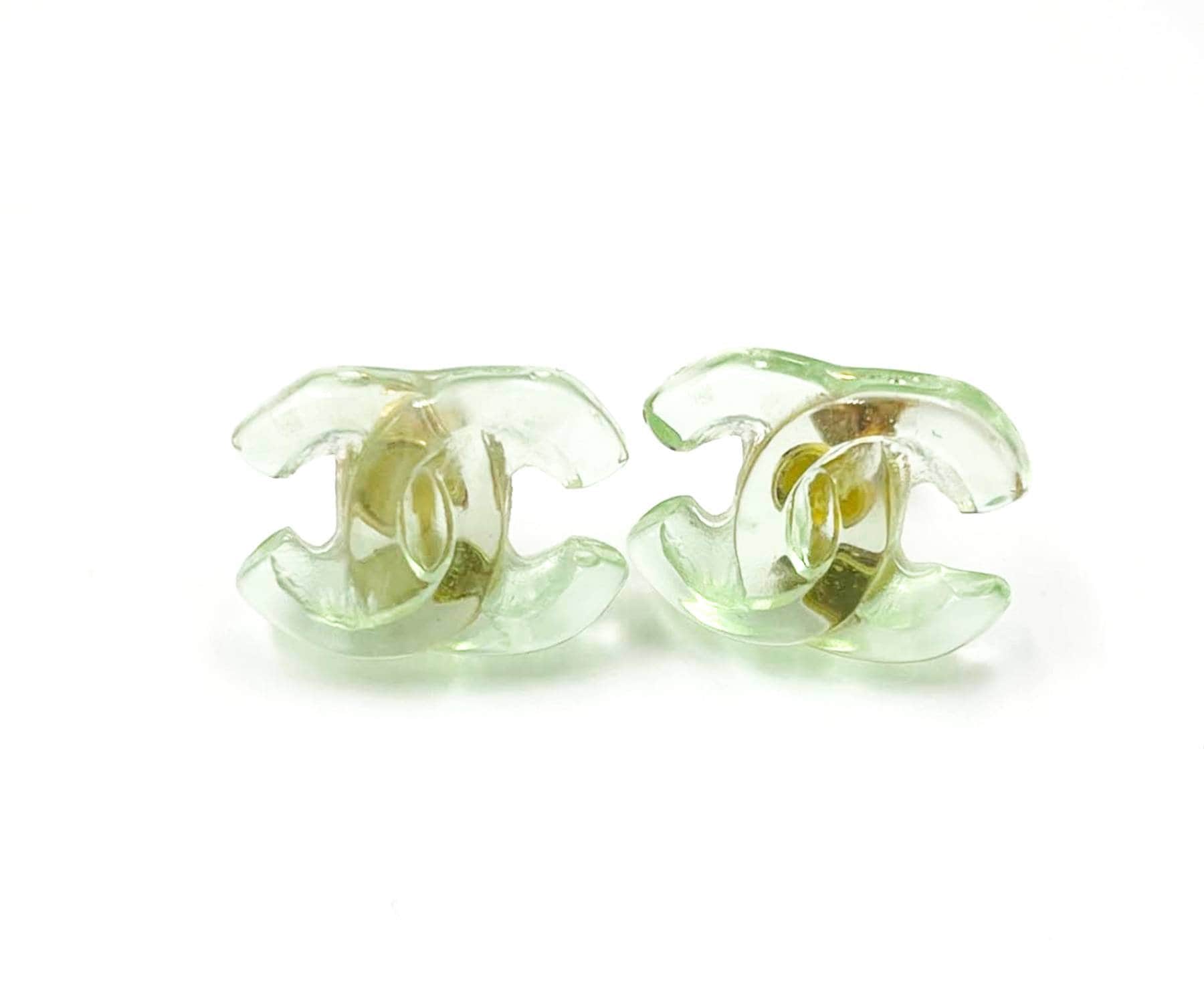 Chanel Green Resin Ice CC Medium Piercing Earrings -  Norway