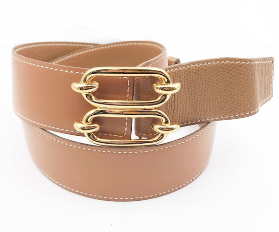 Hermès HERMES BELT T-BELT POUCH BAG85 95 LEATHER COURCHEVEL GOLD BELT BAG  Brown ref.418811 - Joli Closet