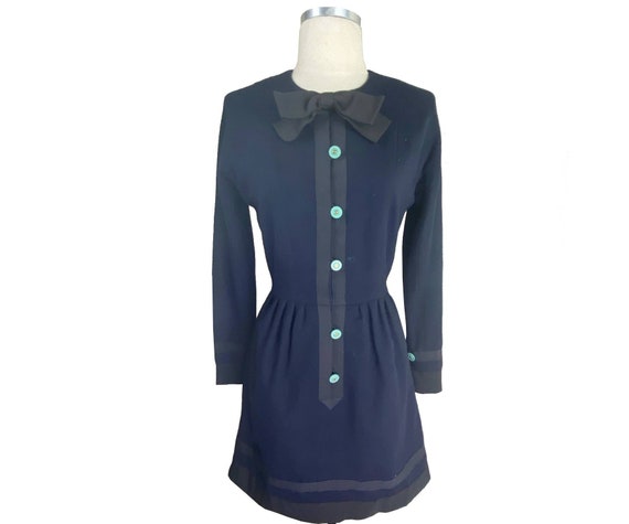 Chanel Vintage Classic Navy Wool Bow Dress - Etsy