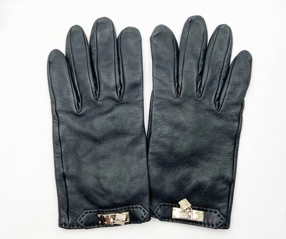 Hermes Black Soya Leather Gloves - image 1