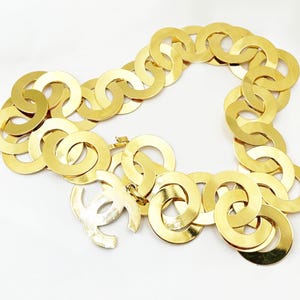 Chanel Super Rare Vintage Gold Plated Giant Ring Necklace Belt