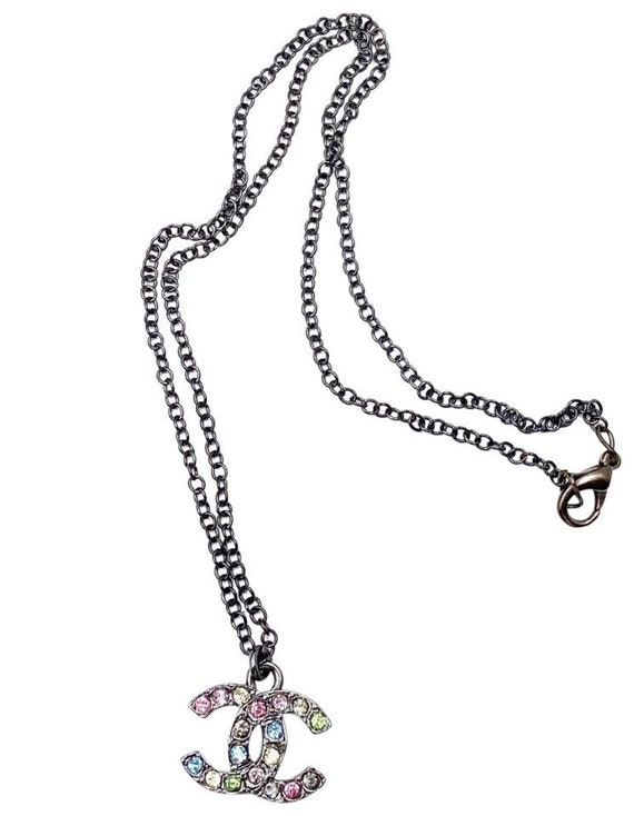 Chanel Gunmetal CC Colorful Crystal 