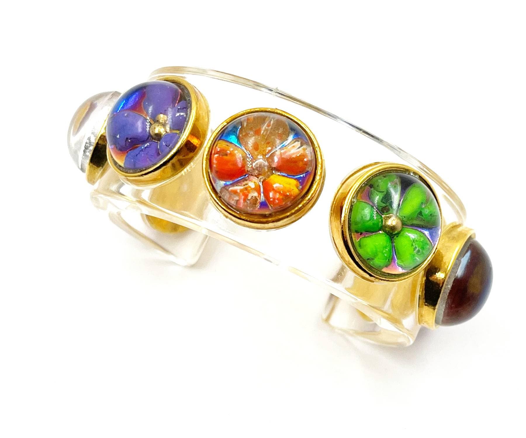 Chanel Vintage Super Rare Gold CC Clear Resin Flower Stud - Etsy