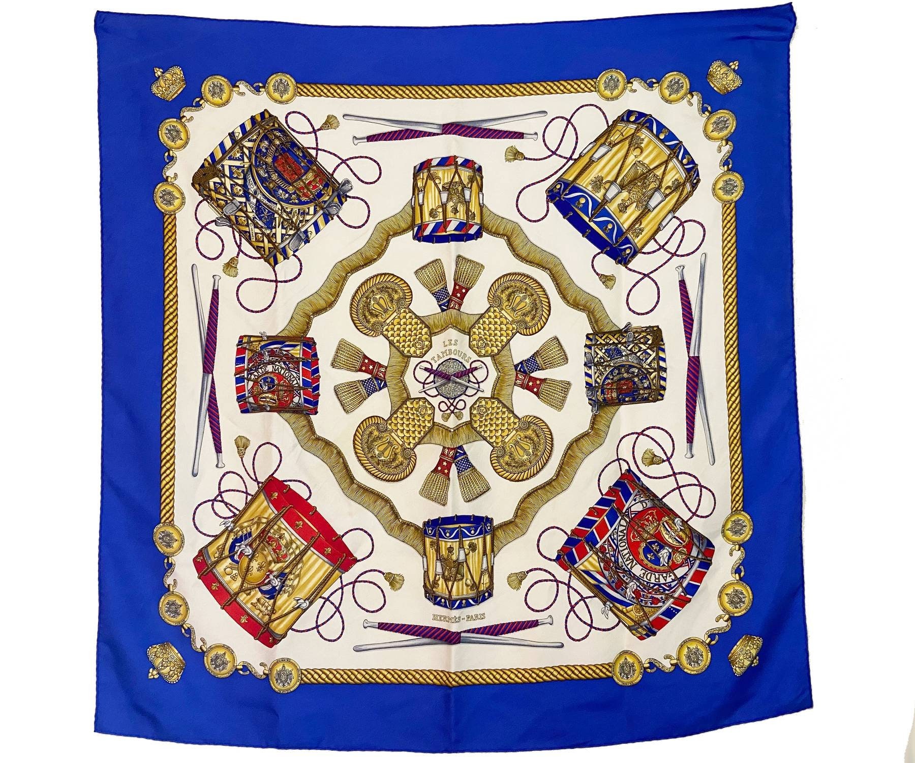 Hermes Les Tamobours Blue Scarf - Etsy