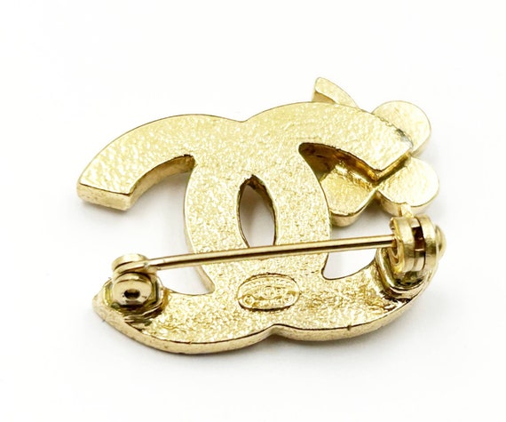 Chanel Small Gold CC Crystal Red Corner Flower Small Brooch Etsy Ireland