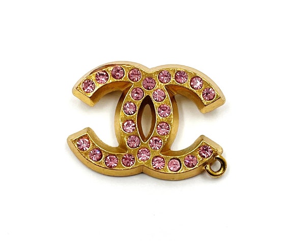 Buy Chanel Vintage Gold Plated CC Pink Crystal Small Brooch Online