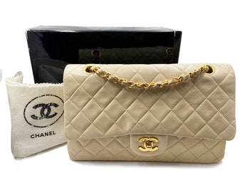 CHANEL Handbag Timeless Lambskin Quilted Horizontal & Vertical Vintage 90s  - Chelsea Vintage Couture