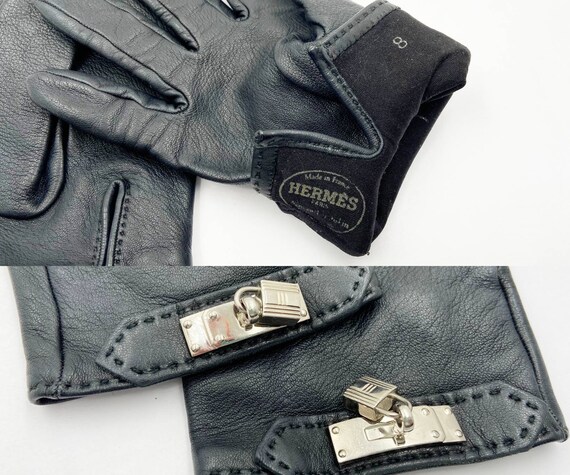 Hermes Black Soya Leather Gloves - image 4