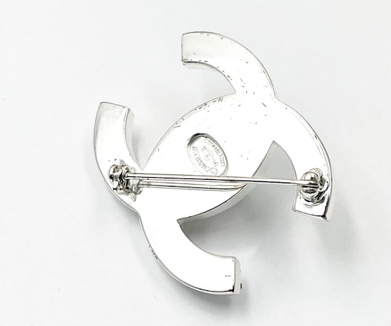 Chanel Rare Vintage Silver CC Crystal Turnlock Brooch - Etsy