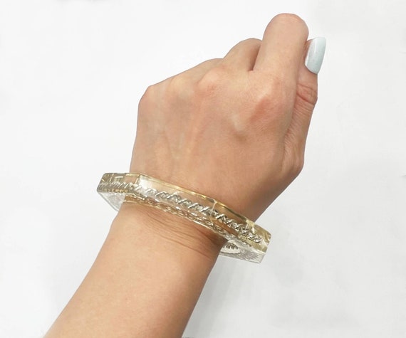 Chanel Gold Silver Chain Resin Cuff Bangle Bracel… - image 4