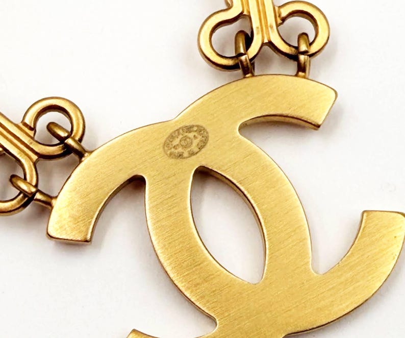 Chanel Vintage Gold CC Hook and Eye Large Double Brooch image 5