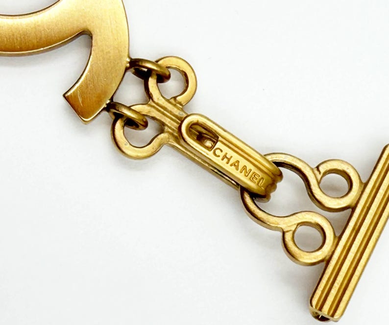 Chanel Vintage Gold CC Hook and Eye Large Double Brooch image 3