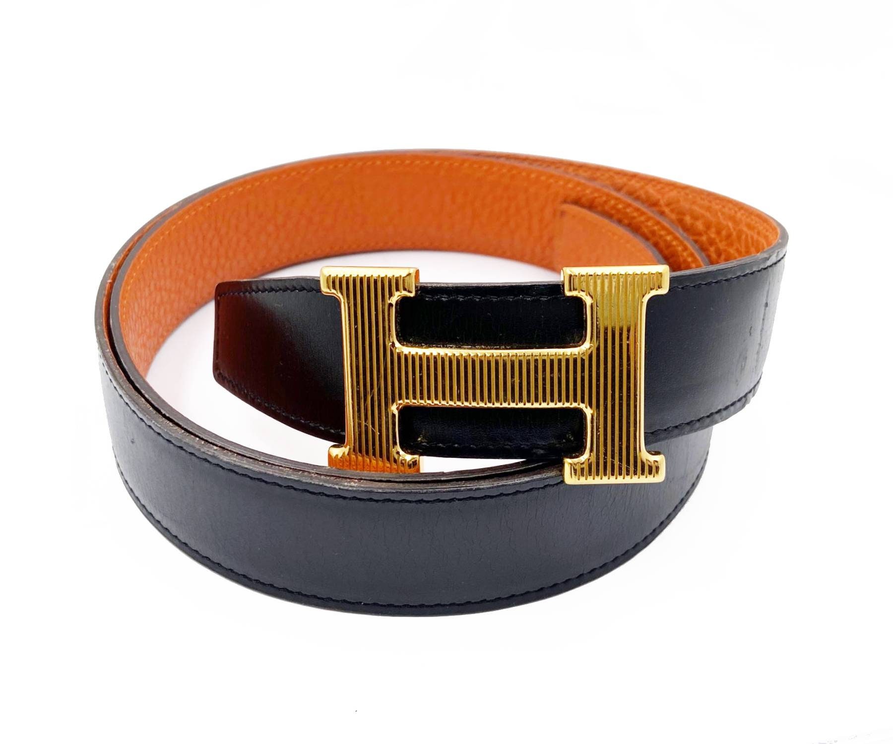 Hermès Yellow & Orange Thin H Belt - Vintage Lux