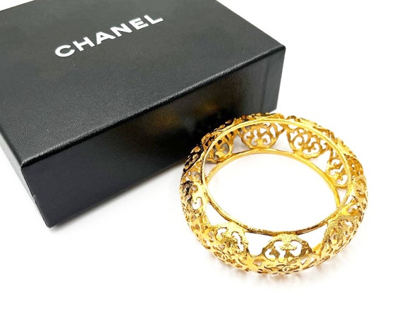 Chanel Vintage Gold Plated CC Filigree Bangle Bracelet - Etsy