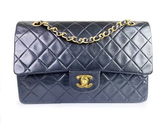 Chanel Vintage Classic Timeless Double Flap Lambskin 10" Shoulder Bag