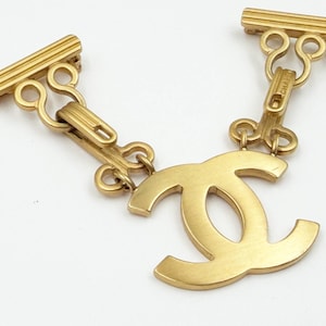 Chanel Vintage Gold CC Hook and Eye Large Double Brooch image 2