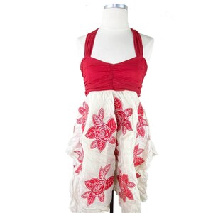Alice + Olivia Red Flower Halter Sunday Dress