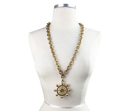 Chanel Rare Vintage Gold Plated CC Large Sailor W… - image 3