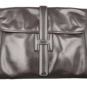 Hermes Dark Chocolate Brown Clemence Jige GM Large Clutch