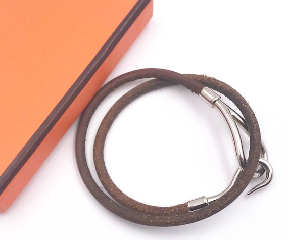 Hermes ~ Classic Gold Tone Jumbo H Bracelet With Black