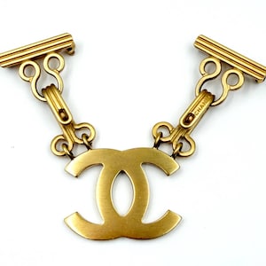 Chanel Vintage Gold CC Hook and Eye Large Double Brooch image 1