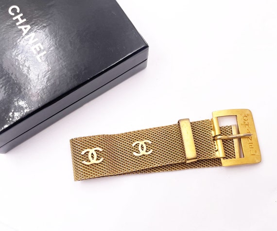 Chanel Rare Vintage Gold Plated CC Mesh Belt Brac… - image 3