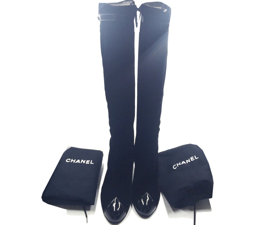 chanel velvet boots