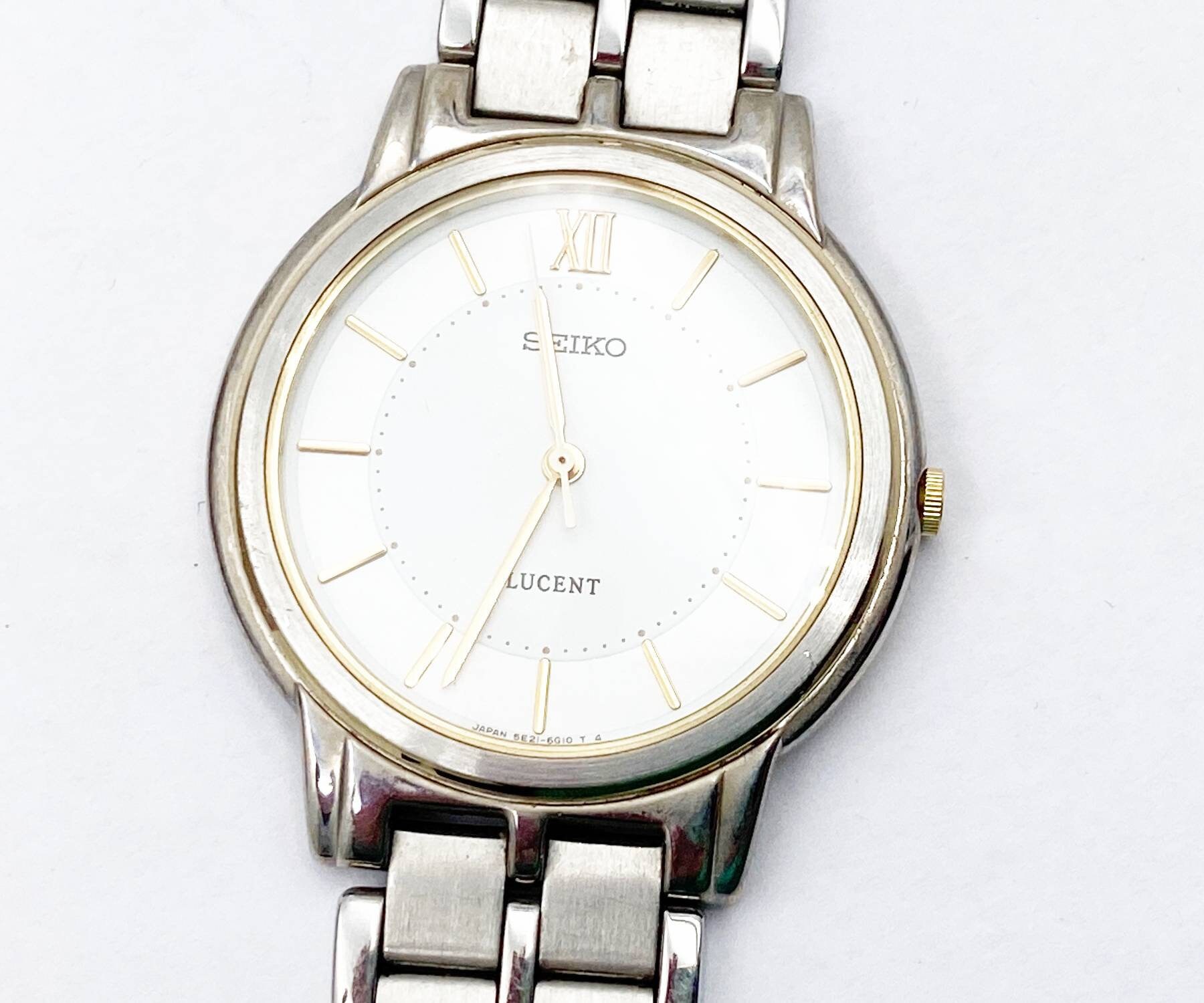 Seiko Lucent Unisex Quartz 2 Tone Watch 5E21-6E90 - Etsy