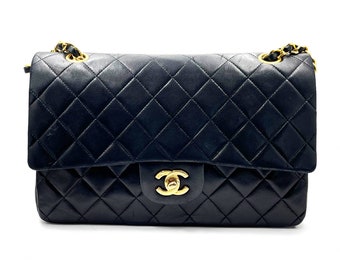 Chanel Vintage Classic Timeless Double Flap Lambskin 10" Shoulder Bag