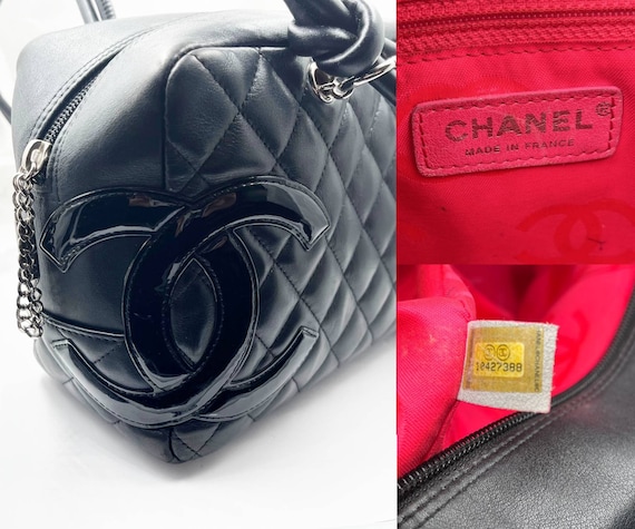 Chanel Black Cambon CC Duffle Satchel Shoulder Bag 