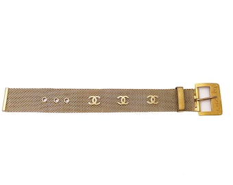 Chanel Rare Vintage Gold Plated CC Mesh Belt Bracelet