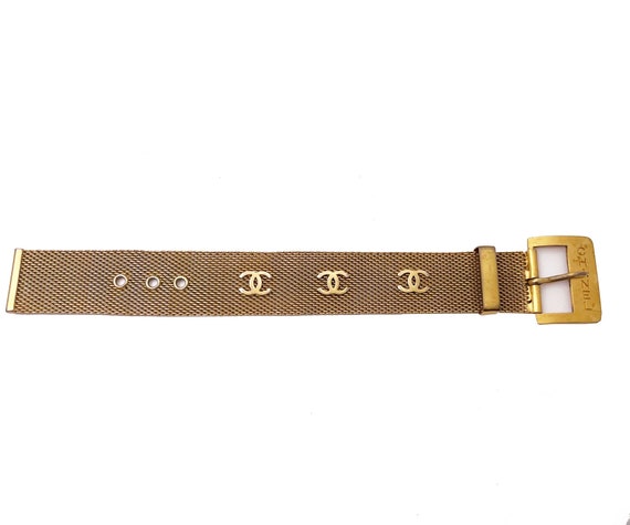 Chanel Rare Vintage Gold Plated CC Mesh Belt Brac… - image 1