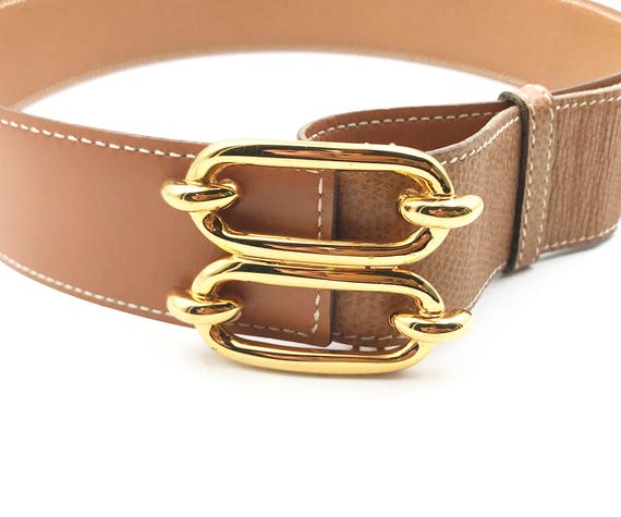 Hermes Gold Plated Double Buckle Wide Belt - image 3