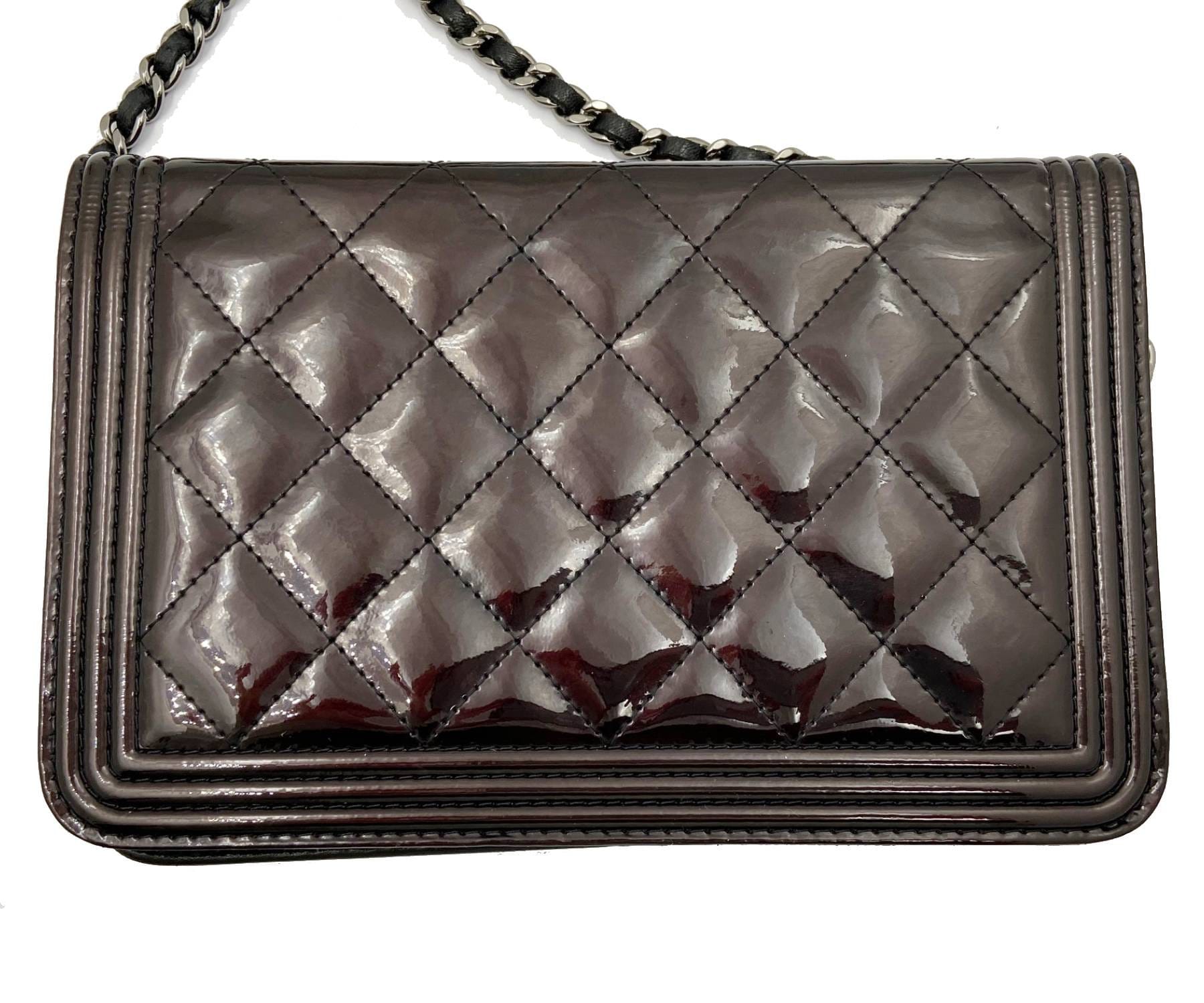 CHANEL CC WOC Patent leather Wallet On Chain Crossbody Bag Black