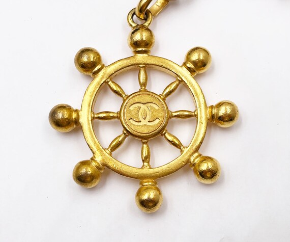 Chanel Rare Vintage Gold Plated CC Large Sailor W… - image 5