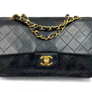 Chanel Vintage Classic Timeless Double Flap Lambskin 10&quot; Shoulder Bag