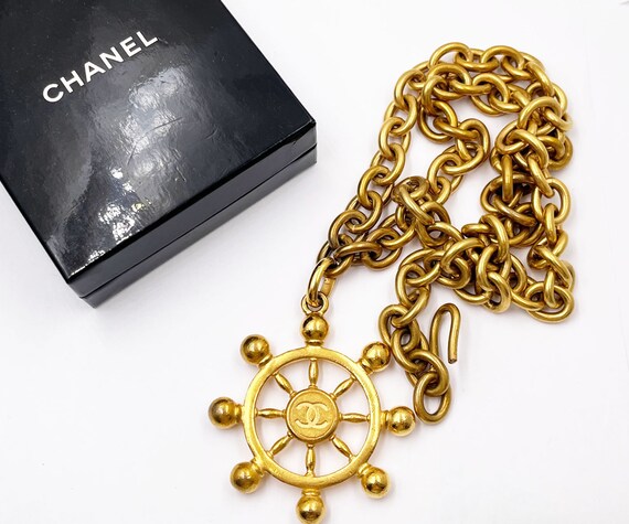 Chanel Rare Vintage Gold Plated CC Large Sailor W… - image 2