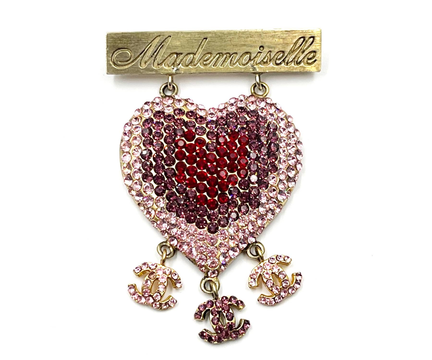 Buy Chanel Vintage Rare Gold Plated Mademoiselle Pink Heart CC Online in  India 