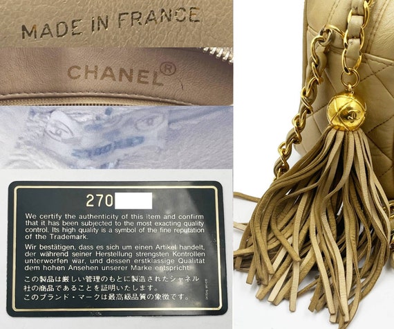 Chanel Vintage Beige Tassel Camera Small Cross Bo… - image 6