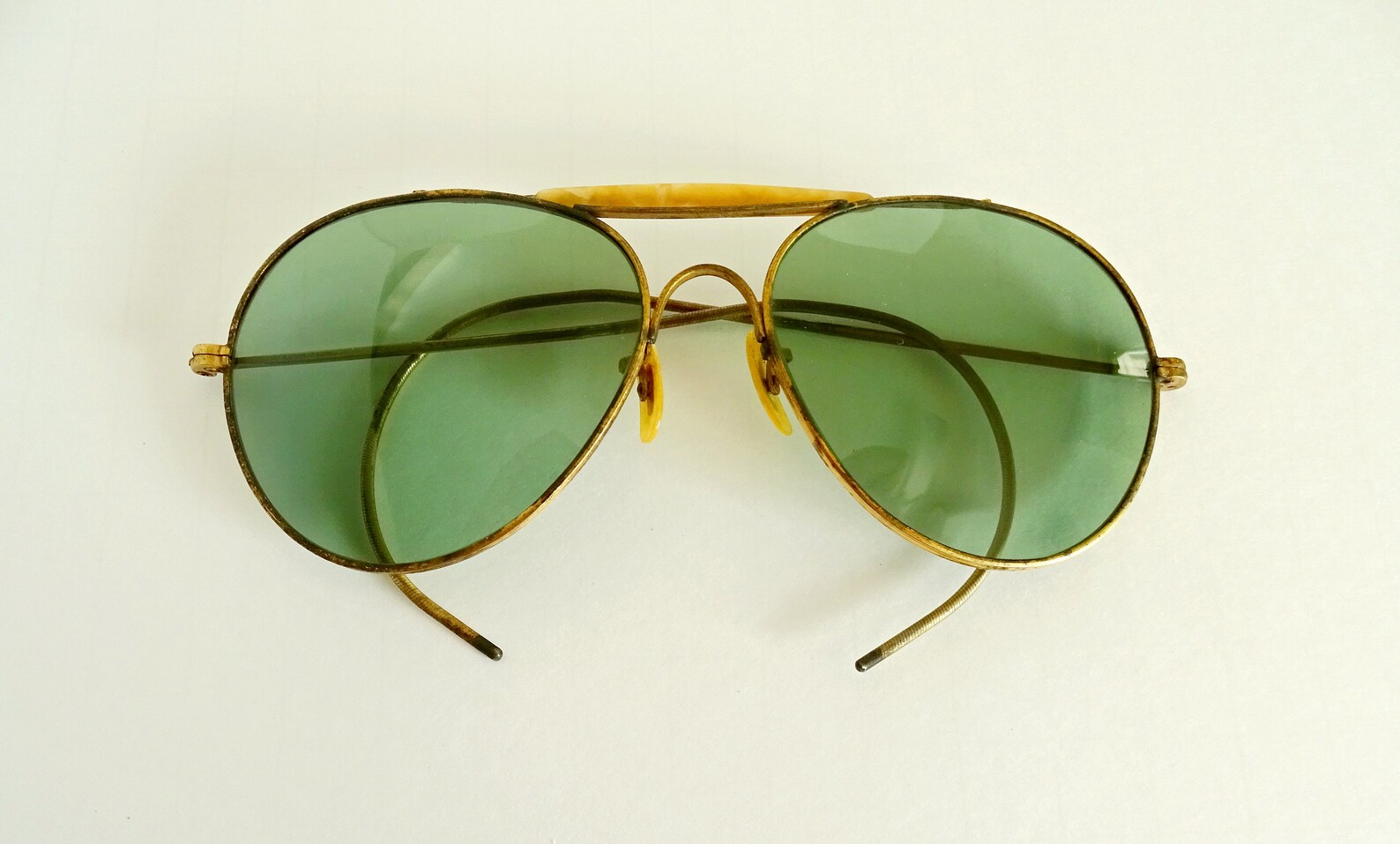 Aviator Shooting Sunglasses Vintage Eyeglasses Green Lenses Etsy