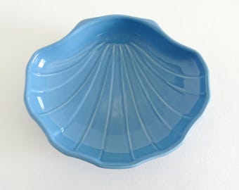 Clam Shell Soap Dish USA Pfaltzgraff Blue Vintage 5-1/2 Inches