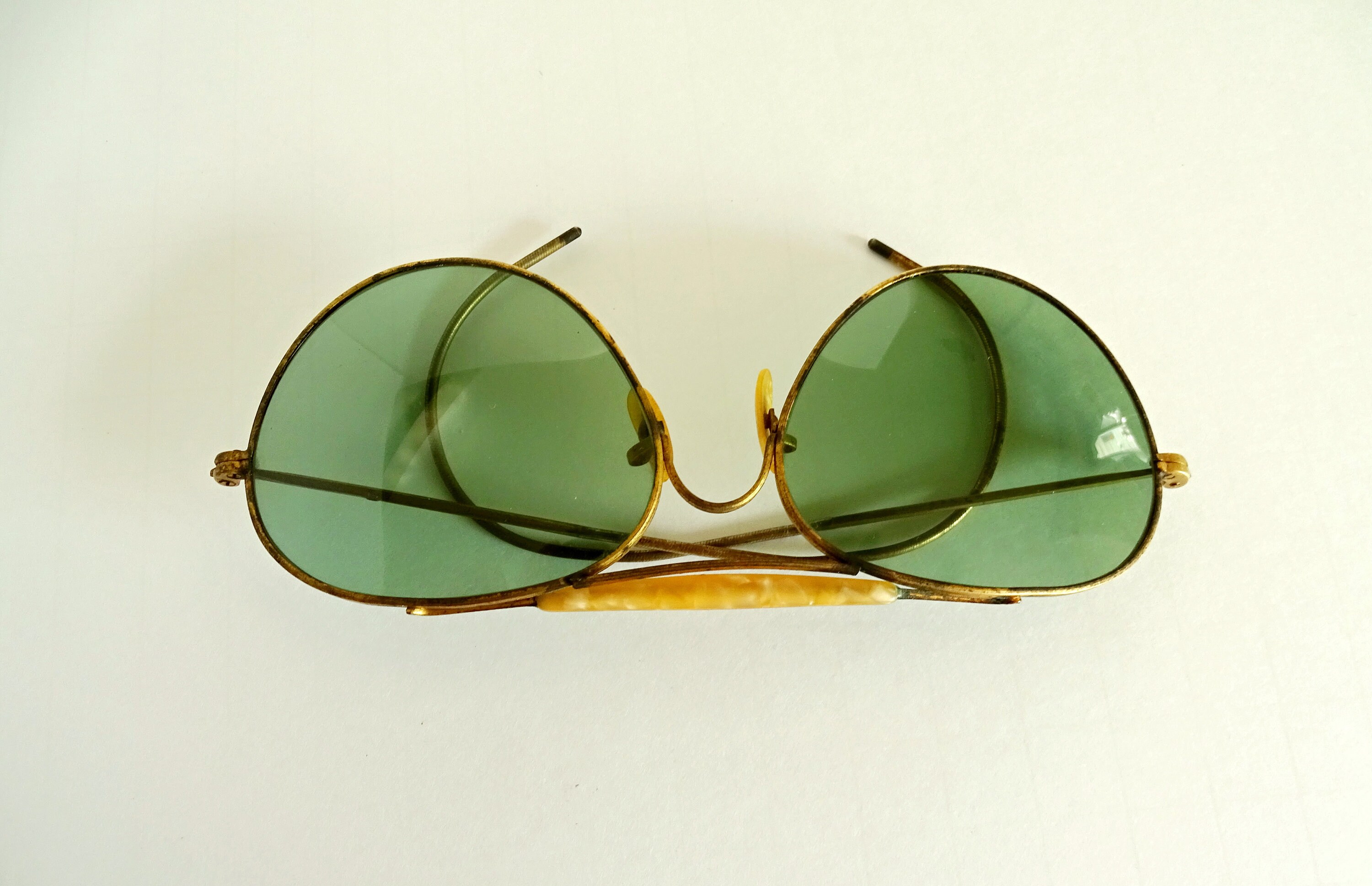 Aviator Shooting Sunglasses Vintage Eyeglasses Green Lenses Etsy