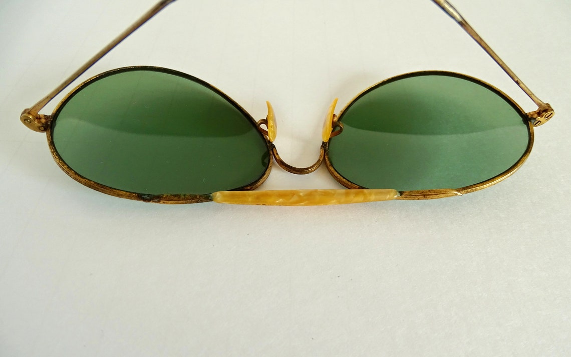 Aviator Shooting Sunglasses Vintage Eyeglasses Green Lenses | Etsy