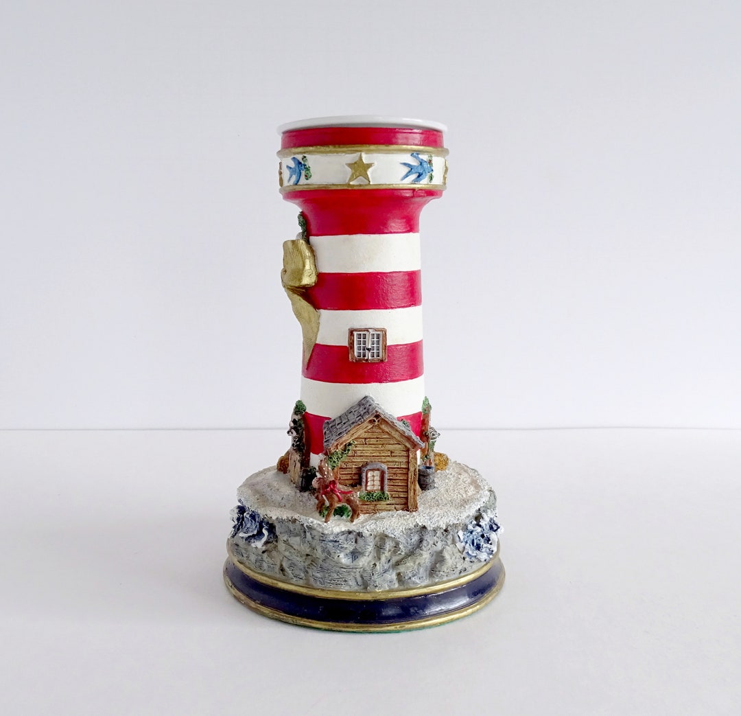 Danbury Mint Lighthouses of Christmas Candlestick Night Before Etsy
