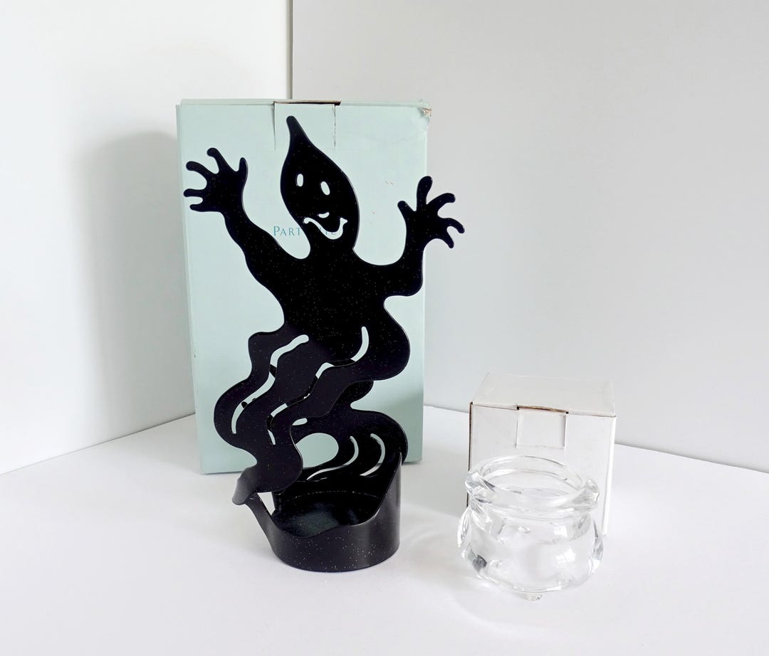 Partylite Ghost Shadow Dancers Black Metal Candle Holder Halloween ...