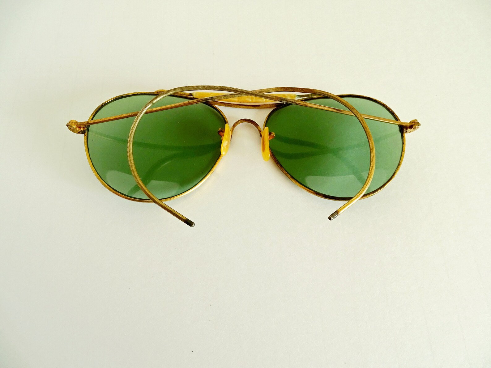 Aviator Shooting Sunglasses Vintage Eyeglasses Green Lenses Etsy